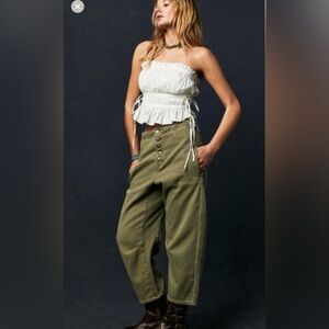 We The Free Free People Osaka Mid Rise Barrel Leg Loose Fit Trousers/Jeans 25
